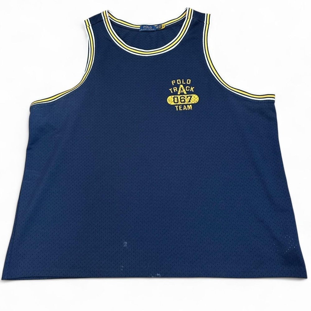 Polo Ralph Lauren Men’s Navy Polo Track Team Sleeveless Jersey Size 2XB‎